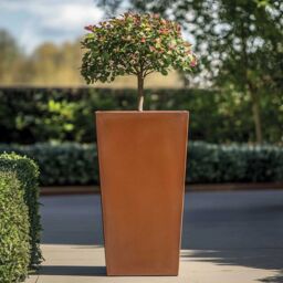 Woven Wood 90cm Zinc Copper Finish Tall Tapered Square Planter - thumbnail 6