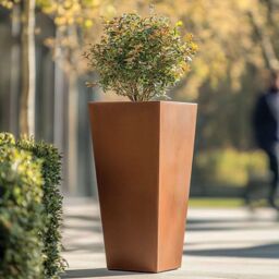 Woven Wood 90cm Zinc Copper Finish Tall Tapered Square Planter - thumbnail 5