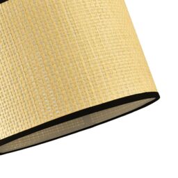 Happy Homewares Thin Strapped Rattan Drum Lamp Shade with Black Cotton Fabric Trims in Taupe - Size: 12 inches - thumbnail 5