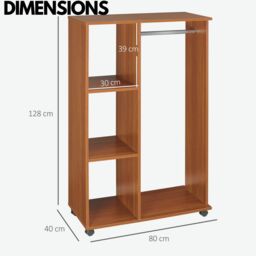 Rafaelo Mobilia Small Open Wardrobe With Wheels Walnut Brown - thumbnail 6