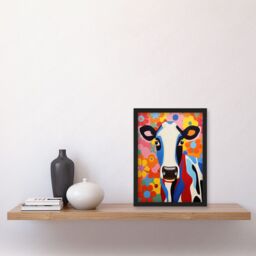 Artery8 Wall Art Print Colourful Cow Bright Bold Floral Portrait Acrylic Painting Vibrant Folk Art Flower Artwork Friesian Kids Bedroom Artwork - thumbnail 2