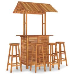 Berkfield Home 5 Piece Garden Bar Set Solid Wood Acacia in Brown - thumbnail 2
