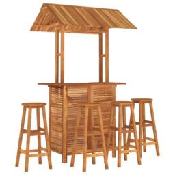 Berkfield Home 5 Piece Garden Bar Set Solid Wood Acacia in Brown - thumbnail 3