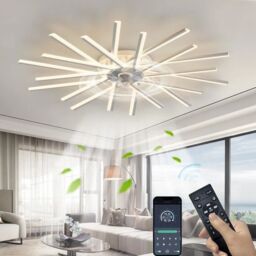 Garwarm Dimmable Reversable Ceiling Fan with LED Lights, Remote Control in White - thumbnail 1
