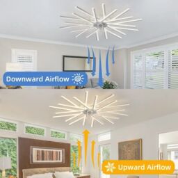 Garwarm Dimmable Reversable Ceiling Fan with LED Lights, Remote Control in White - thumbnail 8