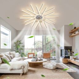 Garwarm Dimmable Reversable Ceiling Fan with LED Lights, Remote Control in White - thumbnail 3