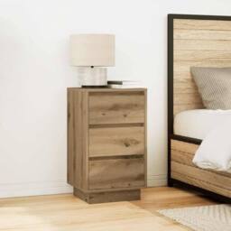 Berkfield Home Bedside Cabinet with LED Lights¬†Artisan Oak 38x34x65 cm - Size: 38 x 34 x 65 cm - thumbnail 4
