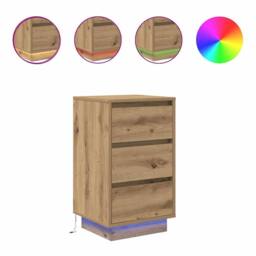 Berkfield Home Bedside Cabinet with LED Lights¬†Artisan Oak 38x34x65 cm - Size: 38 x 34 x 65 cm - thumbnail 2