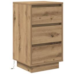 Berkfield Home Bedside Cabinet with LED Lights¬†Artisan Oak 38x34x65 cm - Size: 38 x 34 x 65 cm - thumbnail 3