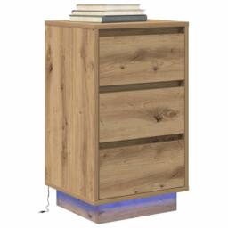 Berkfield Home Bedside Cabinet with LED Lights¬†Artisan Oak 38x34x65 cm - Size: 38 x 34 x 65 cm - thumbnail 5