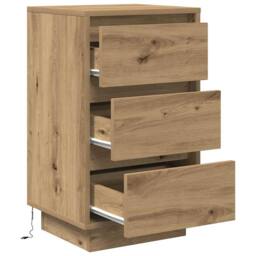 Berkfield Home Bedside Cabinet with LED Lights¬†Artisan Oak 38x34x65 cm - Size: 38 x 34 x 65 cm - thumbnail 6