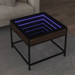 Berkfield Home Coffee Table with Infinity LED Brown Oak 50x50x41 cm - Size: 50 x 50 x 41 cm - thumbnail 2
