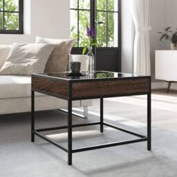 Berkfield Home Coffee Table with Infinity LED Brown Oak 50x50x41 cm - Size: 50 x 50 x 41 cm - thumbnail 4
