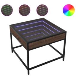 Berkfield Home Coffee Table with Infinity LED Brown Oak 50x50x41 cm - Size: 50 x 50 x 41 cm - thumbnail 1