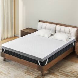 Lavio Double Mattress Topper Memory Foam Ergonomic Dual Layer Hotel Quality in White - thumbnail 3