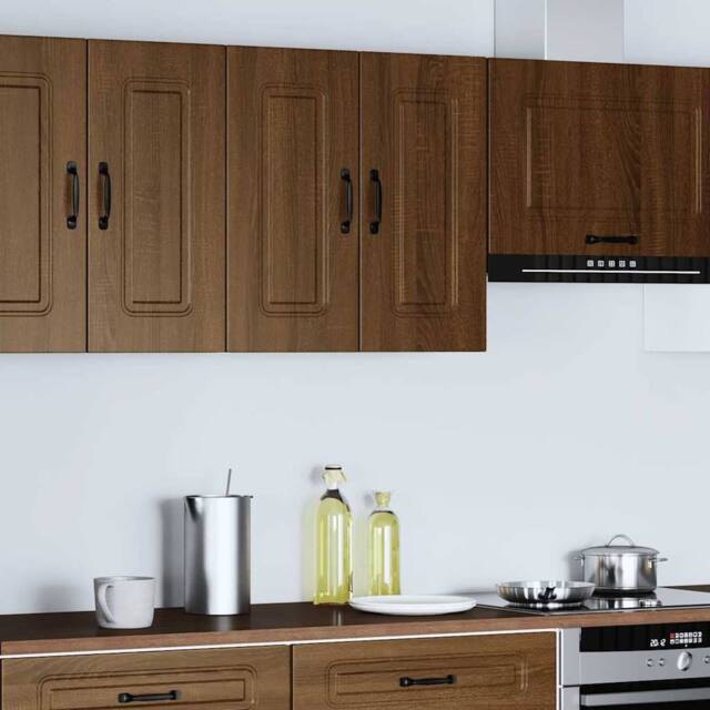 Berkfield Home Kitchen Wall Cabinet Kalmar Brown Oak Engineered Wood - image 1