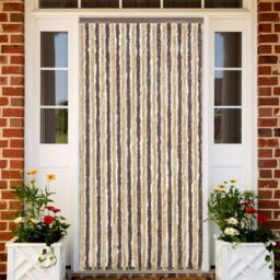 Berkfield Home Fly Curtain Dark Brown & Beige 100x220 cm Chenille