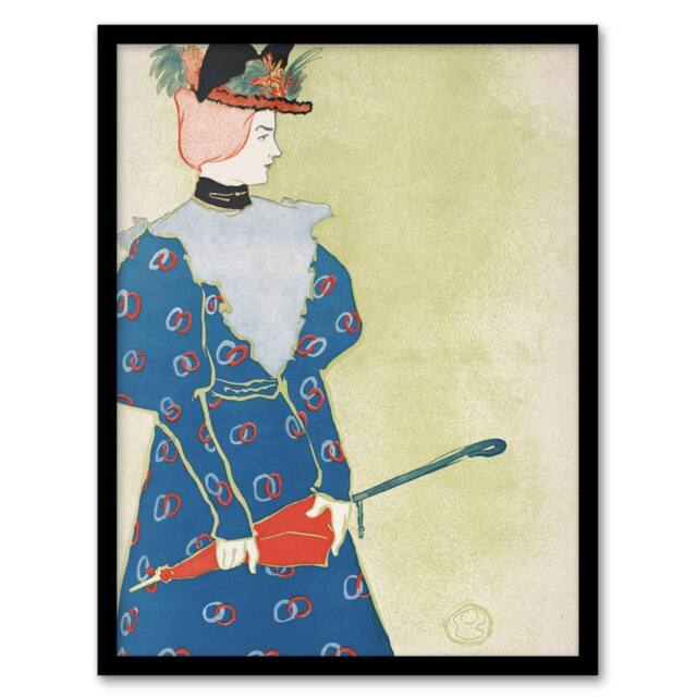 "Artery8 Woman Holding Umbrella Painting Vintage Framed Wall Art Print Penfield in Green - Size: W12"" x H16""" - image 1