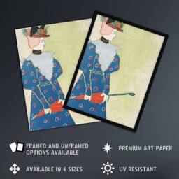 "Artery8 Woman Holding Umbrella Painting Vintage Framed Wall Art Print Penfield in Green - Size: W12"" x H16""" - thumbnail 2