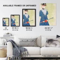 "Artery8 Woman Holding Umbrella Painting Vintage Framed Wall Art Print Penfield in Green - Size: W12"" x H16""" - thumbnail 3