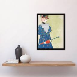 "Artery8 Woman Holding Umbrella Painting Vintage Framed Wall Art Print Penfield in Green - Size: W12"" x H16""" - thumbnail 4
