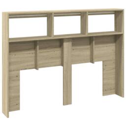 Berkfield Home Headboard Cabinet with LED Sonoma Oak 140x17x102 cm in Light Tan - Size: 140 x 17 x 102 cm - thumbnail 8