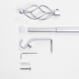 OHS Curtain Pole Extendable 16mm Metal Finnials Twist End Rings Rod Fittings in Grey - Size: 120 cm - thumbnail 4
