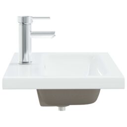 Berkfield Home Built-in Basin with Faucet 61x39x18 cm Ceramic White - Size: 61 x 39 x 18 cm - thumbnail 4