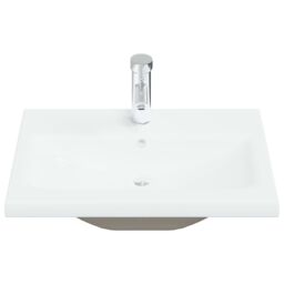 Berkfield Home Built-in Basin with Faucet 61x39x18 cm Ceramic White - Size: 61 x 39 x 18 cm - thumbnail 3