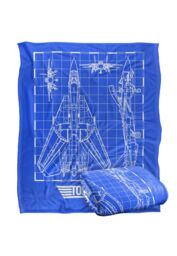 TOP GUN Plane Blueprint Silky Touch Super Soft Throw Blanket 152 X 127 cm in White - thumbnail 2