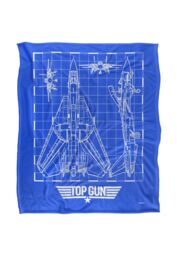 TOP GUN Plane Blueprint Silky Touch Super Soft Throw Blanket 152 X 127 cm in White - thumbnail 1