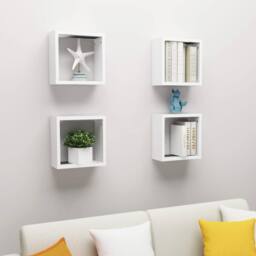 Berkfield Home Wall Cube Shelves 4 pcs White 30x15x30 cm - Size: 30 x 15 x 30 cm - thumbnail 2