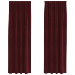 Berkfield Home Blackout Curtains with Top Tape 2 pcs Wine Red Velvet - thumbnail 2