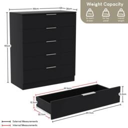 Home Discount Vida Designs Trega 3Pc Bedroom Set(3Dr Bedside, 5Dr Chest, Wardrobe) in Black - thumbnail 3