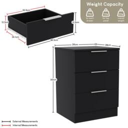 Home Discount Vida Designs Trega 3Pc Bedroom Set(3Dr Bedside, 5Dr Chest, Wardrobe) in Black - thumbnail 2