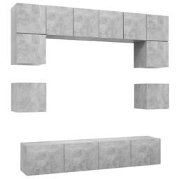 Berkfield Home Practical 8 Piece TV Cabinet Set Concrete Grey Engineered Wood - thumbnail 3