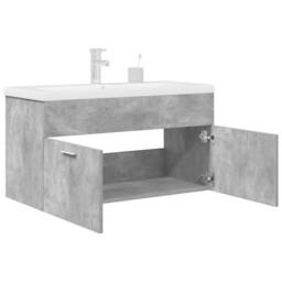 Berkfield Home Bathroom Sink Cabinet with Built-in Basin & Faucet Concrete Grey - thumbnail 3
