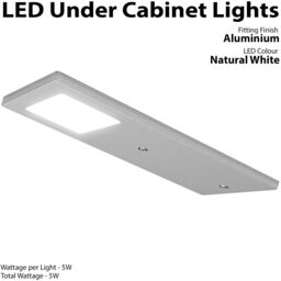 Loops 1x ALUMINIUM Ultra-Slim Rectangle Under Cabinet Kitchen Light & Driver Kit - Natural White LED - thumbnail 3