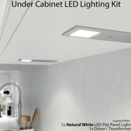 Loops 1x ALUMINIUM Ultra-Slim Rectangle Under Cabinet Kitchen Light & Driver Kit - Natural White LED - thumbnail 2