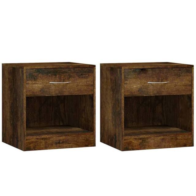 Berkfield Home Bedside Cabinets 2 pcs with Drawer Smoked Oak in Brown - image 1