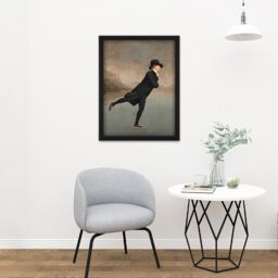 "Artery8 Wall Art Print Raeburn Skating Minister Duddingston Painting Large Framed Wall Décor Art in Brown - Size: W18"" x H24""" - thumbnail 2