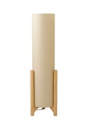 ValueLights Henry Wooden Base Midi Floor Lamp with Tall Fabric Shade with LED Bulb in Cream - thumbnail 6