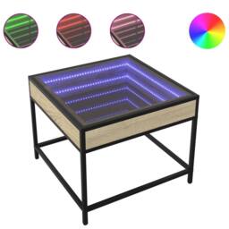 Berkfield Home Coffee Table with Infinity LED Sonoma Oak 50x50x41 cm in Brown - Size: 50 x 50 x 41 cm - thumbnail 1