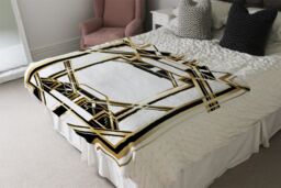 Benjamin Tate Design Art Deco Golden Black Frame Blanket in Natural - Size: 120 cm x 150 cm - thumbnail 3