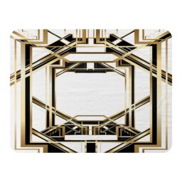 Benjamin Tate Design Art Deco Golden Black Frame Blanket in Natural - Size: 120 cm x 150 cm - thumbnail 1