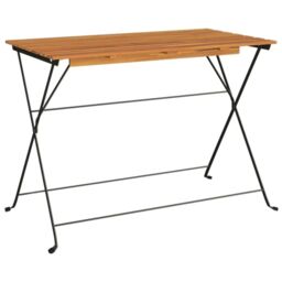 Berkfield Home Folding Bistro Table 100x54x71 cm Solid Wood Acacia & Steel in Brown - Size: 100 x 54 x 71 cm - thumbnail 2