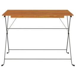 Berkfield Home Folding Bistro Table 100x54x71 cm Solid Wood Acacia & Steel in Brown - Size: 100 x 54 x 71 cm - thumbnail 3