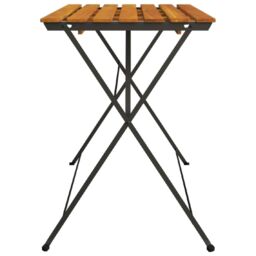 Berkfield Home Folding Bistro Table 100x54x71 cm Solid Wood Acacia & Steel in Brown - Size: 100 x 54 x 71 cm - thumbnail 4