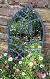 Inspirational Gifting Shillington Arched Window Mirror Screen for a Home or Garden 40cm in Grey - thumbnail 2