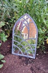 Inspirational Gifting Shillington Arched Window Mirror Screen for a Home or Garden 40cm in Grey - thumbnail 3